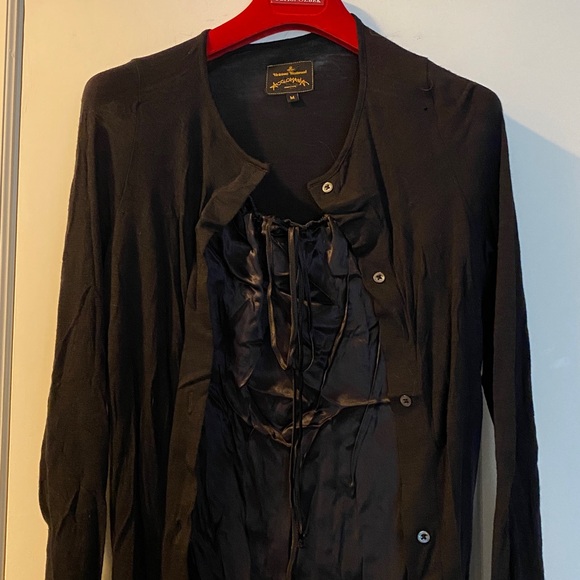 Vivienne Westwood Dresses & Skirts - Vivienne Westwood Thin Wool Silk Combination Dress Logo Buttons Black
